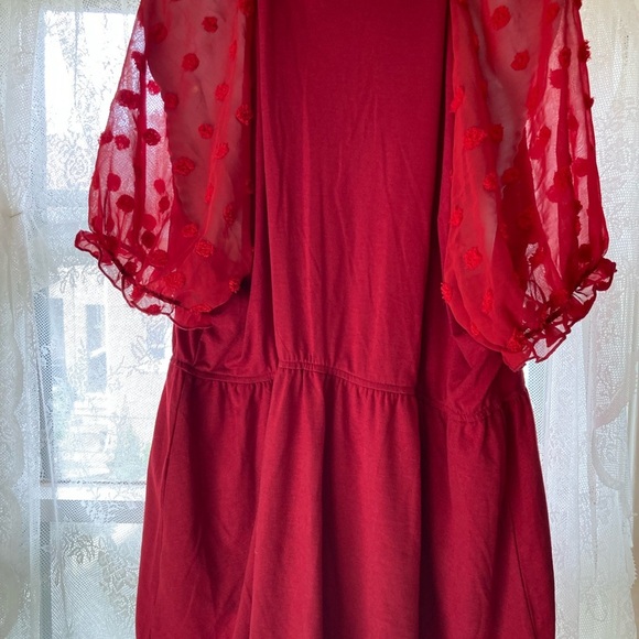 Missky Red Lace Babydoll top with sheer sleeves 2X NWT - Picture 3 of 5